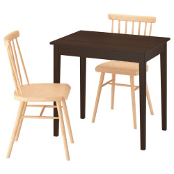 Комплект стол + 2 стула Ikea Nasinge/Hogved 80x60 (Темно-коричневый/Береза) Thumb