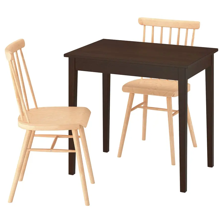 Комплект стол + 2 стула Ikea Nasinge/Hogved 80x60 (Темно-коричневый/Береза) - 2