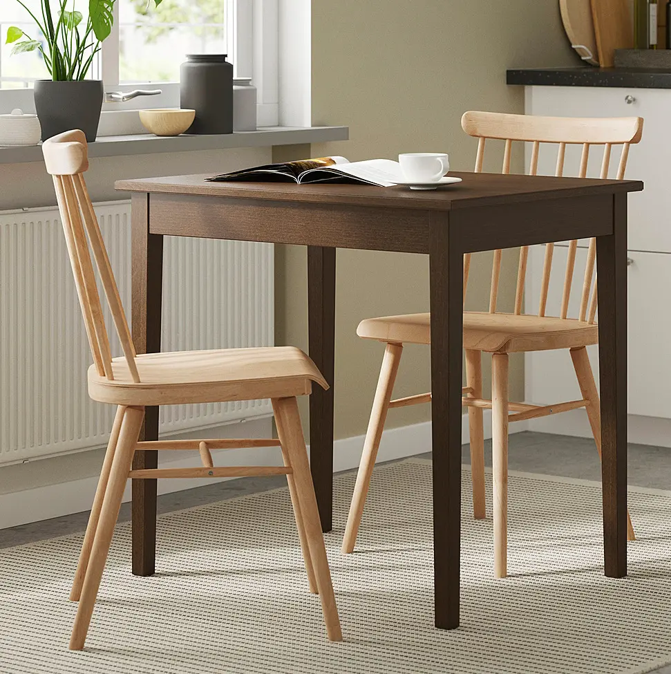Комплект стол + 2 стула Ikea Nasinge/Hogved 80x60 (Темно-коричневый/Береза)