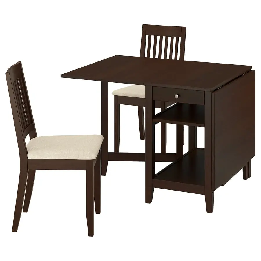 Set masa + 2 scaune Ikea Nasinge/Kilanda 48/104/159x85 (Maro/Bej) - 2