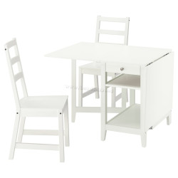 Комплект стол + 2 стула Ikea Nasinge/Nordviken 48/104/159x85 (Белый)
