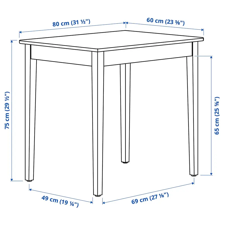 Комплект стол + 2 стула Ikea Nasinge/Nordviken 80x60 (Белый) - 4