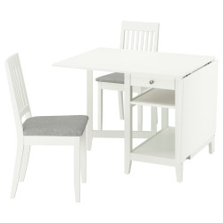 Комплект стол + 2 стула Ikea Nasinge/Tibbleby 48/104/159x85 (Белый/Бежево-серый) Thumb