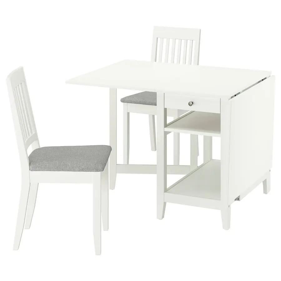 Комплект стол + 2 стула Ikea Nasinge/Tibbleby 48/104/159x85 (Белый/Бежево-серый) - 2