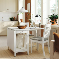 Set masa + 2 scaune Ikea Nasinge/Tibbleby 48/104/159x85 (Alb/Bej-gri)