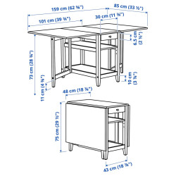 Комплект стол + 2 стула Ikea Nasinge/Tibbleby 48/104/159x85 (Белый/Бежево-серый) Thumb