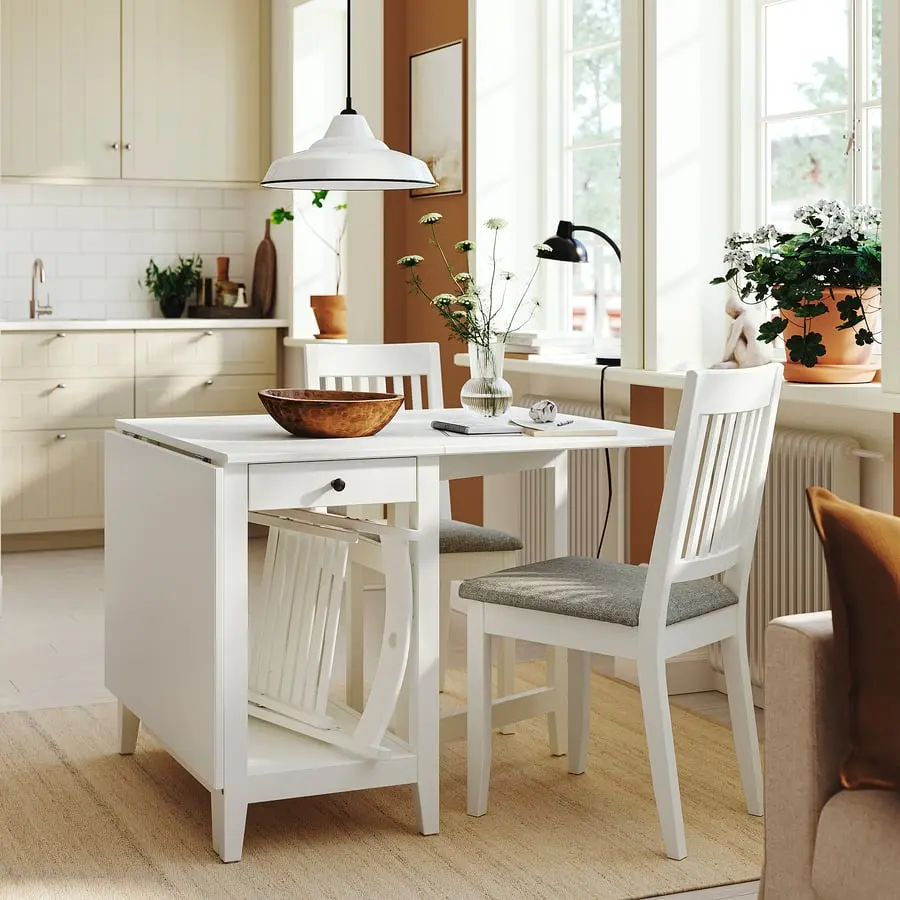 Комплект стол + 2 стула Ikea Nasinge/Tibbleby 48/104/159x85 (Белый/Бежево-серый)