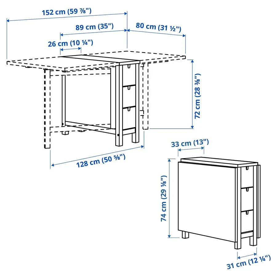 Комплект стол + 2 стула Ikea Norden/Hogved 26/89/152 (Береза) - 6
