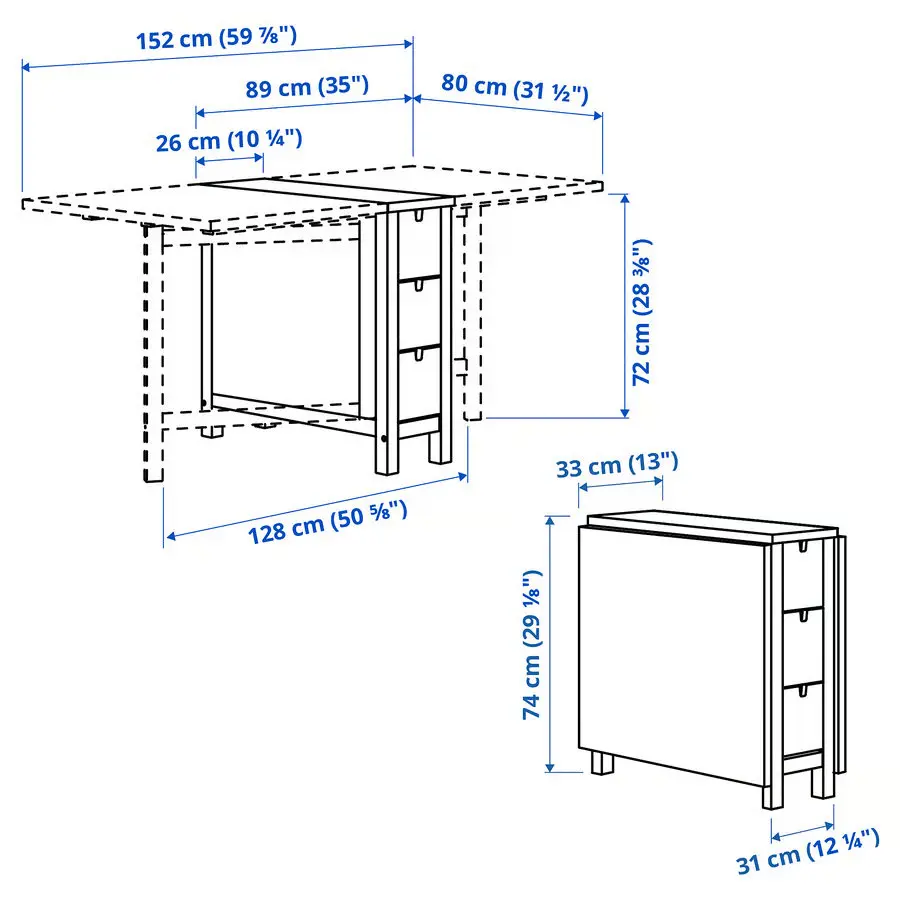 Комплект стол + 2 стула Ikea Norden/Hogved 26/89/152 (Береза/Зеленый) - 8