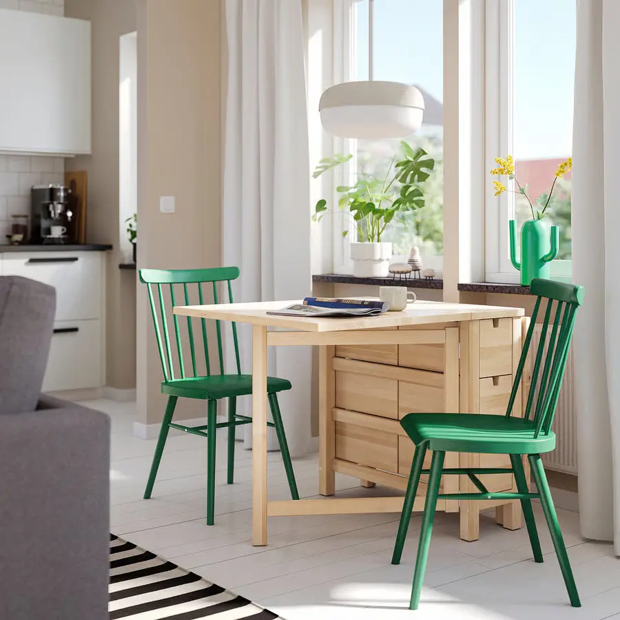 Комплект стол + 2 стула Ikea Norden/Hogved 26/89/152 (Береза/Зеленый)