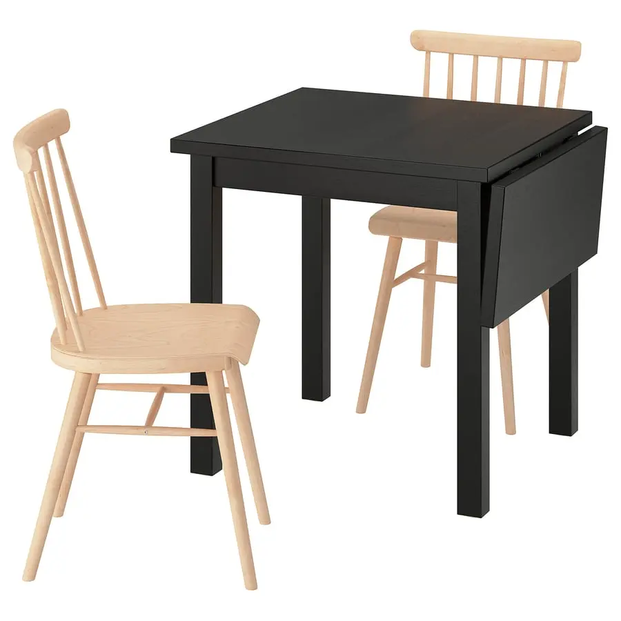 Set masa + 2 scaune Ikea Nordviken/Hogved 74/104 (Negru/Mesteacan) - 2
