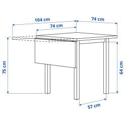 Set masa + 2 scaune Ikea Nordviken/Hogved 74/104 (Negru/Mesteacan) Thumb