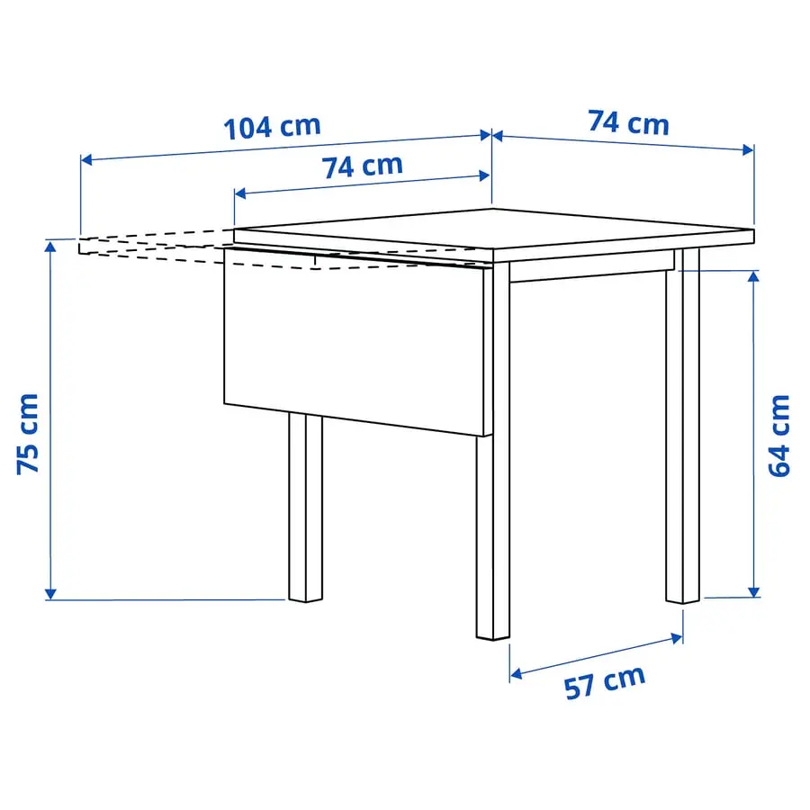 Set masa + 2 scaune Ikea Nordviken/Hogved 74/104 (Negru/Mesteacan) - 4