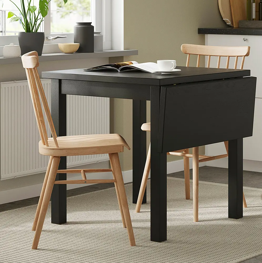 Set masa + 2 scaune Ikea Nordviken/Hogved 74/104 (Negru/Mesteacan)