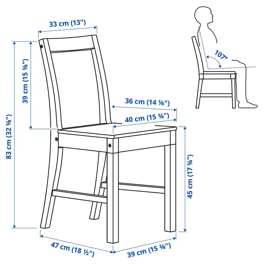 Set masa + 2 scaune Ikea Pinntorp 67/124 (Maro deschis/Alb) - 7