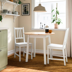 Комплект стол + 2 стула Ikea Pinntorp 85 (Белый/Сосна)