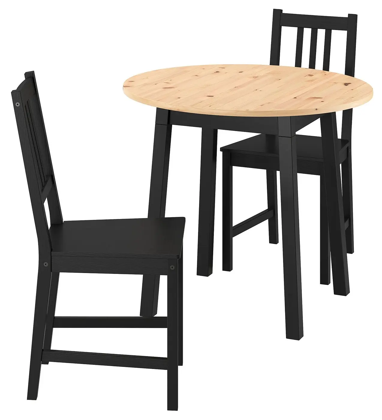 Комплект стол + 2 стула Ikea Pinntorp 85 см (Светло-коричневый/Черный) - 2