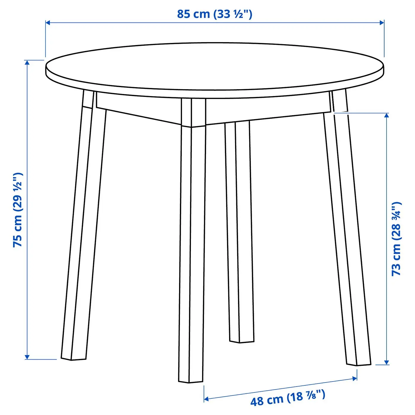 Комплект стол + 2 стула Ikea Pinntorp 85 см (Светло-коричневый/Черный) - 8