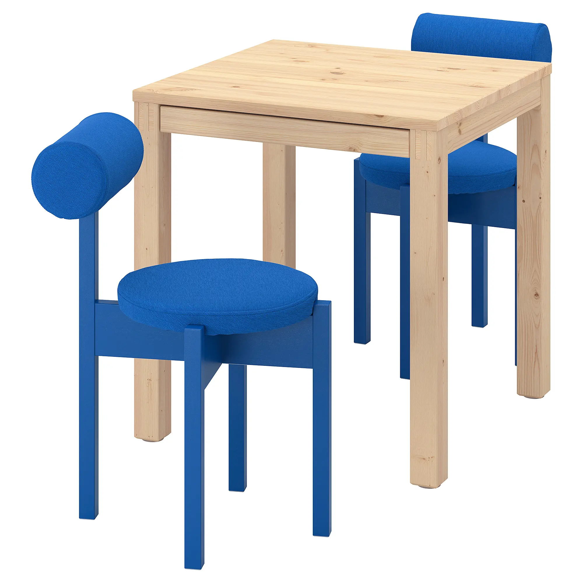 Комплект стол + 2 стула Ikea PS 2026 Knaback 70x70 (Сосна/Синий) - 2