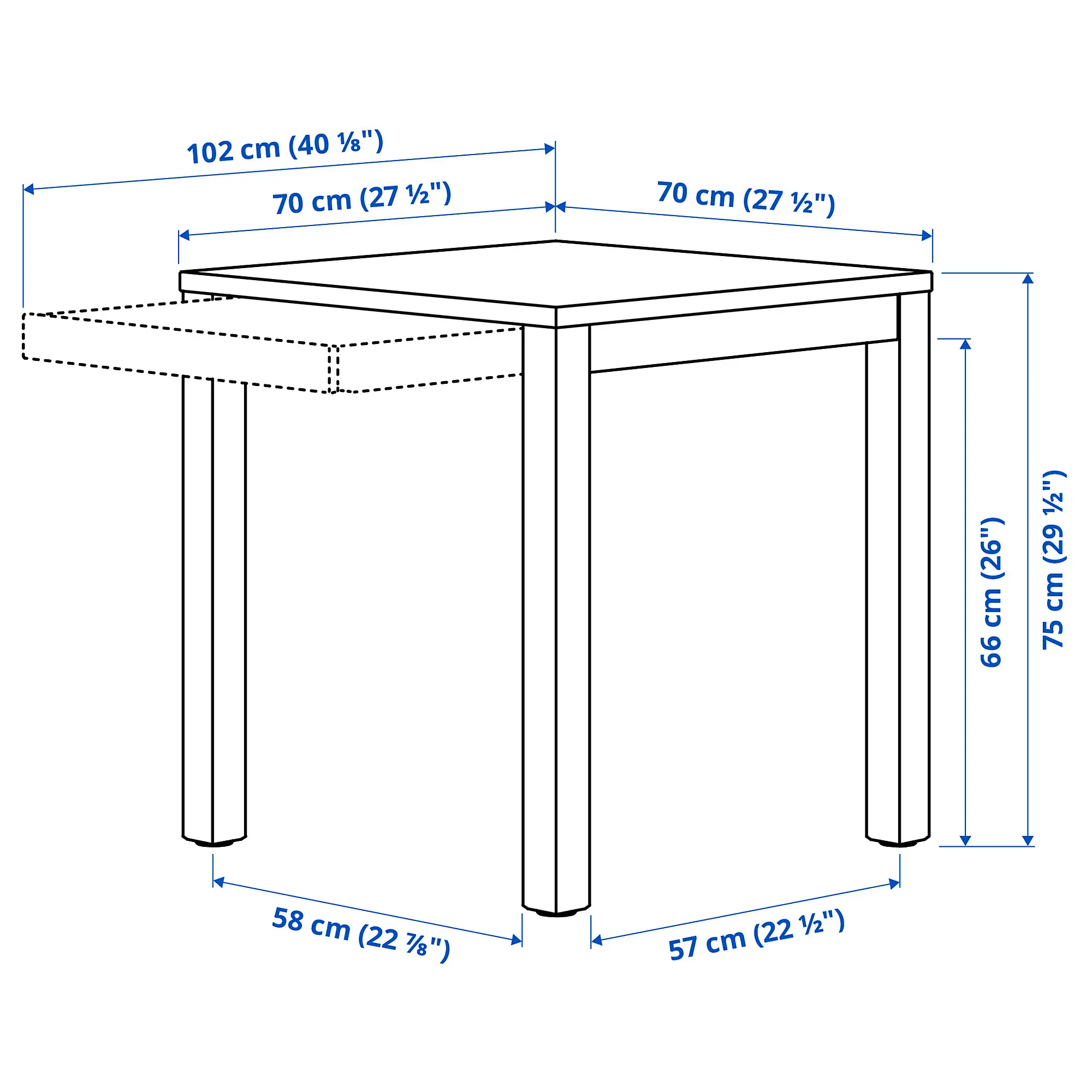 Комплект стол + 2 стула Ikea PS 2026 Knaback 70x70 (Сосна/Синий) - 6