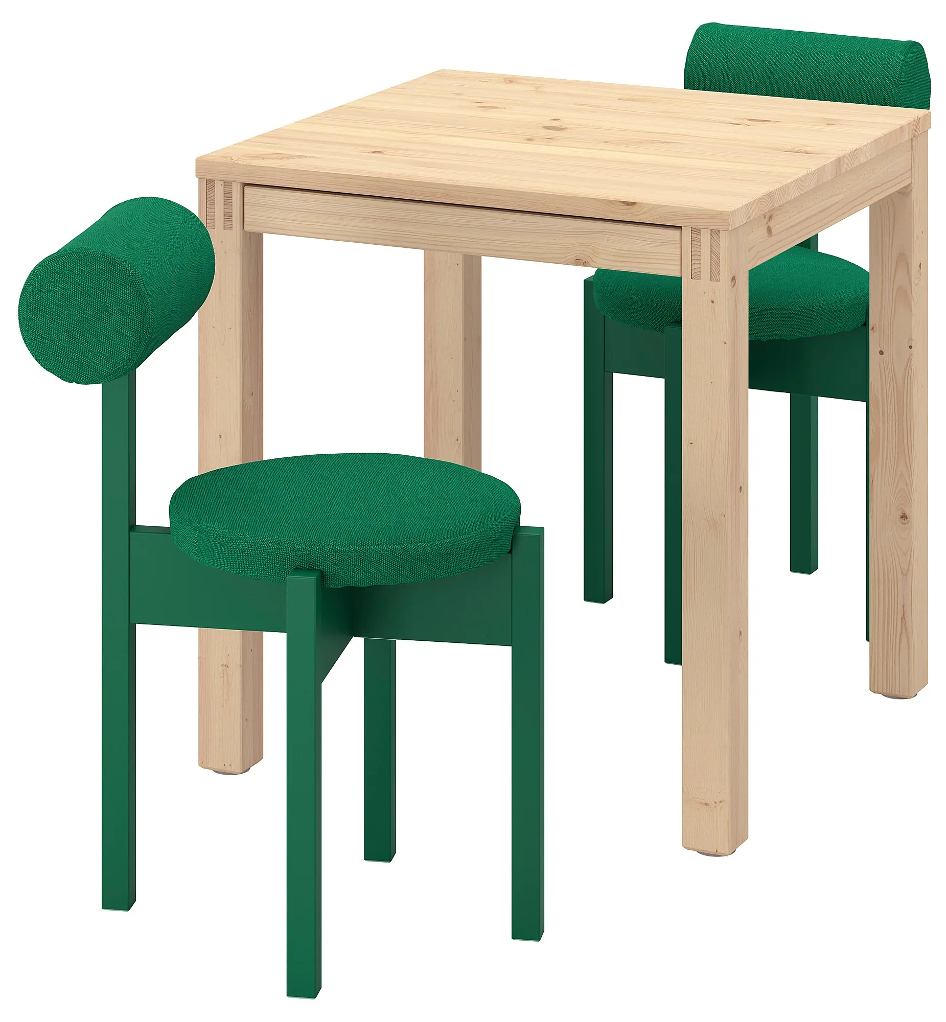 Комплект стол + 2 стула Ikea PS 2026 Knaback 70x70 (Сосна/Зеленый) - 2