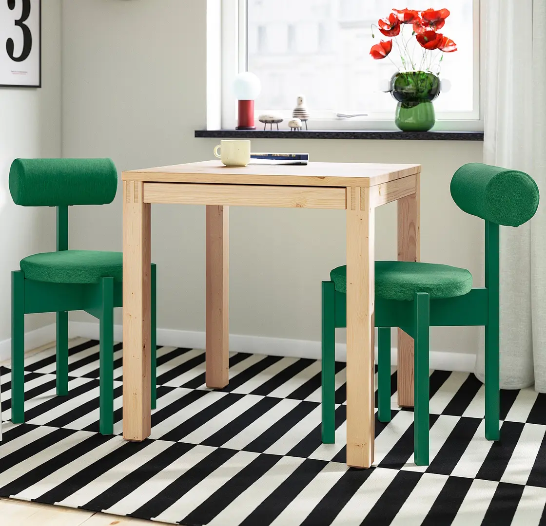 Комплект стол + 2 стула Ikea PS 2026 Knaback 70x70 (Сосна/Зеленый)