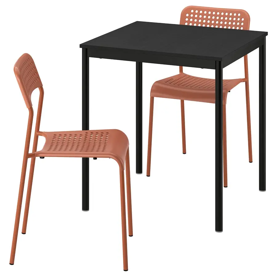 Set masa + 2 scaune Ikea Sandsberg 67x67 (Negru/Rosu-maro)