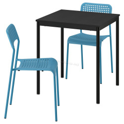 Set masa + 2 scaune Ikea Sandsberg 67x67 (Negru/Albastru)