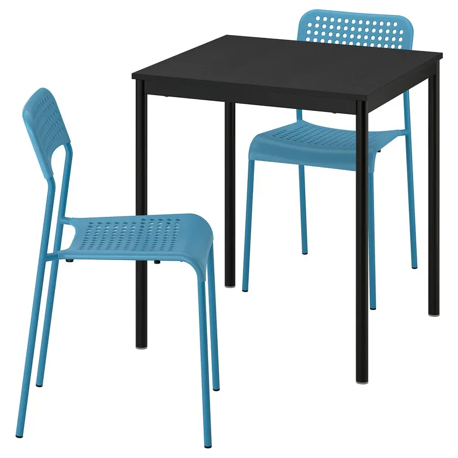Set masa + 2 scaune Ikea Sandsberg 67x67 (Negru/Albastru)