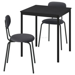 Set masa + 2 scaune Ikea Sandsberg/Remmarn 67x67 (Negru/Antracit)