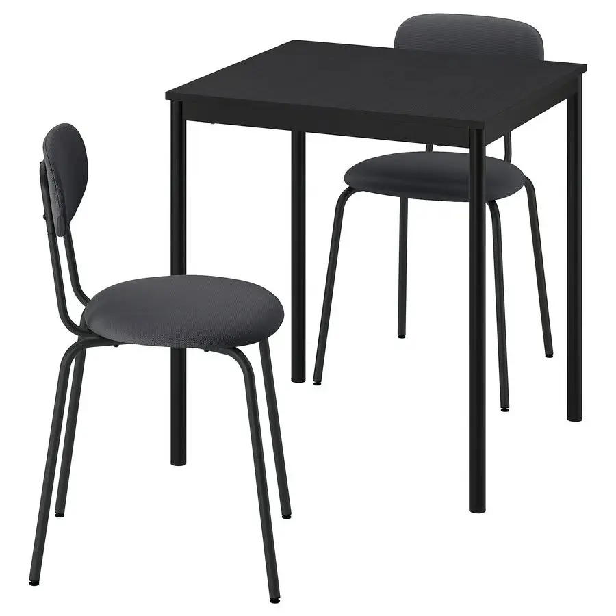 Set masa + 2 scaune Ikea Sandsberg/Remmarn 67x67 (Negru/Antracit)