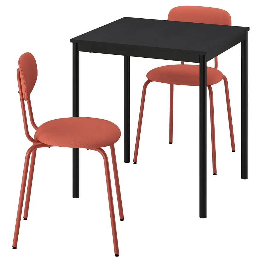 Set masa + 2 scaune Ikea Sandsberg/Remmarn 67x67 (Negru/Rosu-maro)