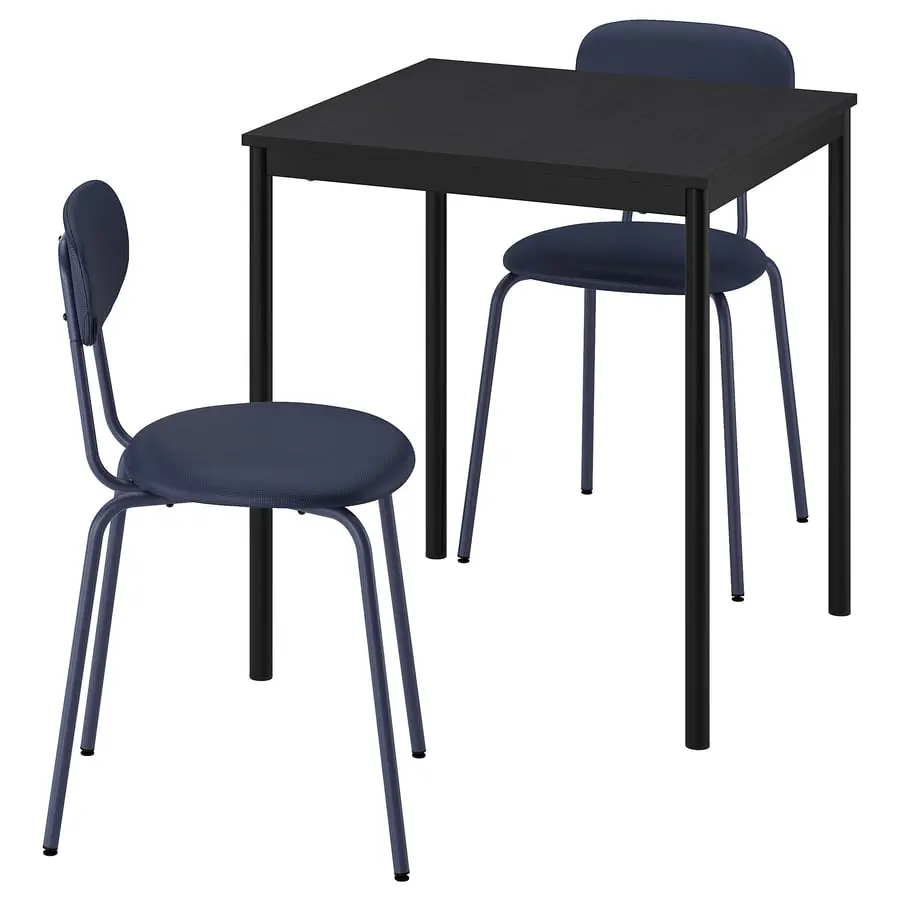 Set masa + 2 scaune Ikea Sandsberg/Remmarn 67x67 (Negru/Albastru inchis)