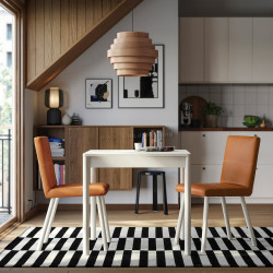 Set masa + 2 scaune Ikea Tonstad/Bomstad 80/120 (Alb/Maro-auriu)