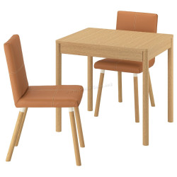 Комплект стол + 2 стула Ikea Tonstad/Bomstad (Дуб/Золотисто-коричневый)