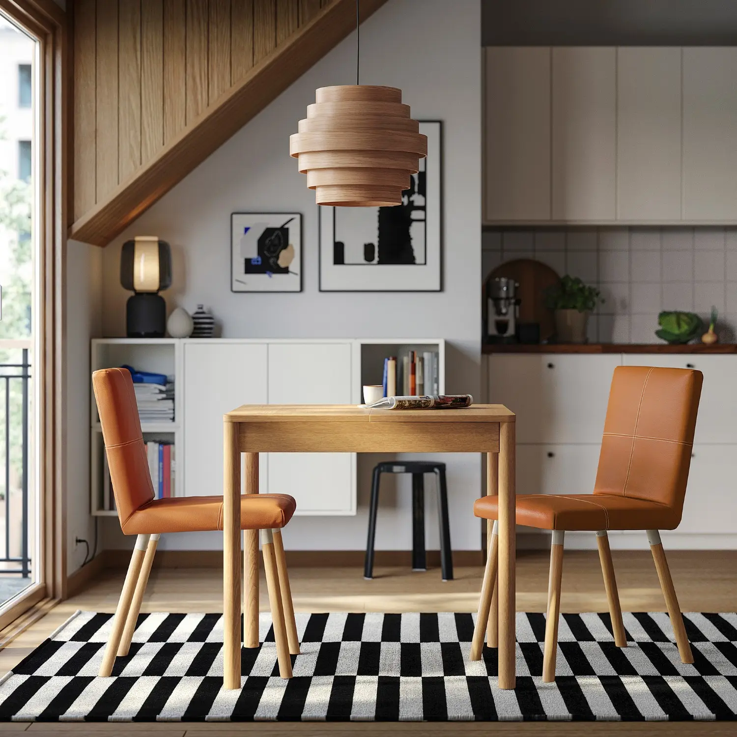 Комплект стол + 2 стула Ikea Tonstad/Bomstad (Дуб/Золотисто-коричневый) - 6