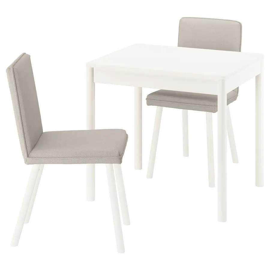Set masa + 2 scaune Ikea Tonstad/Fridtuna 80/120 (Alb/Bej deschis) - 2
