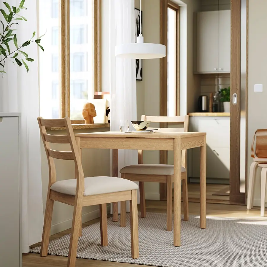 Комплект стол + 2 стула Ikea Tonstad/Fridtuna 80/120 (Дуб/Светло-бежевый) - 5