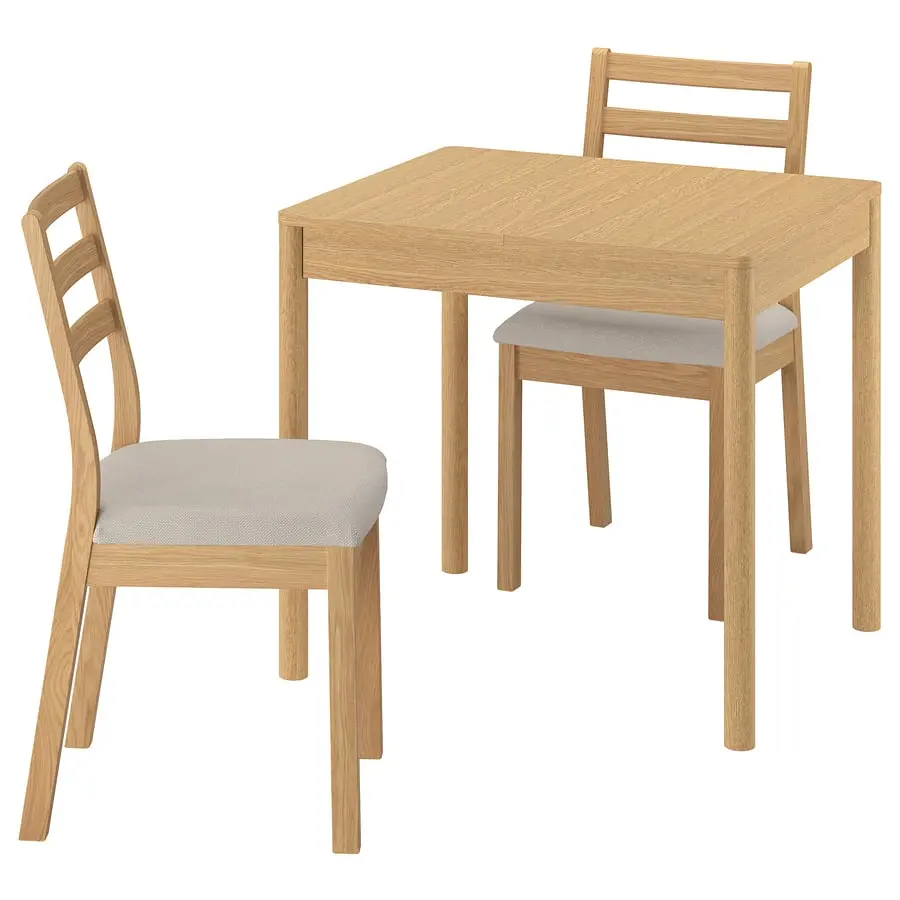 Комплект стол + 2 стула Ikea Tonstad/Fridtuna 80/120 (Дуб/Светло-бежевый)