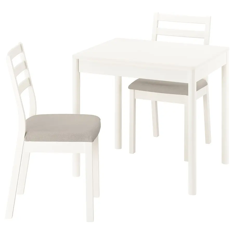 Set masa + 2 scaune Ikea Tonstad/Fridtuna 80/120x70 (Alb/Bej deschis) - 2