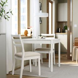Set masa + 2 scaune Ikea Tonstad/Fridtuna 80/120x70 (Alb/Bej deschis)