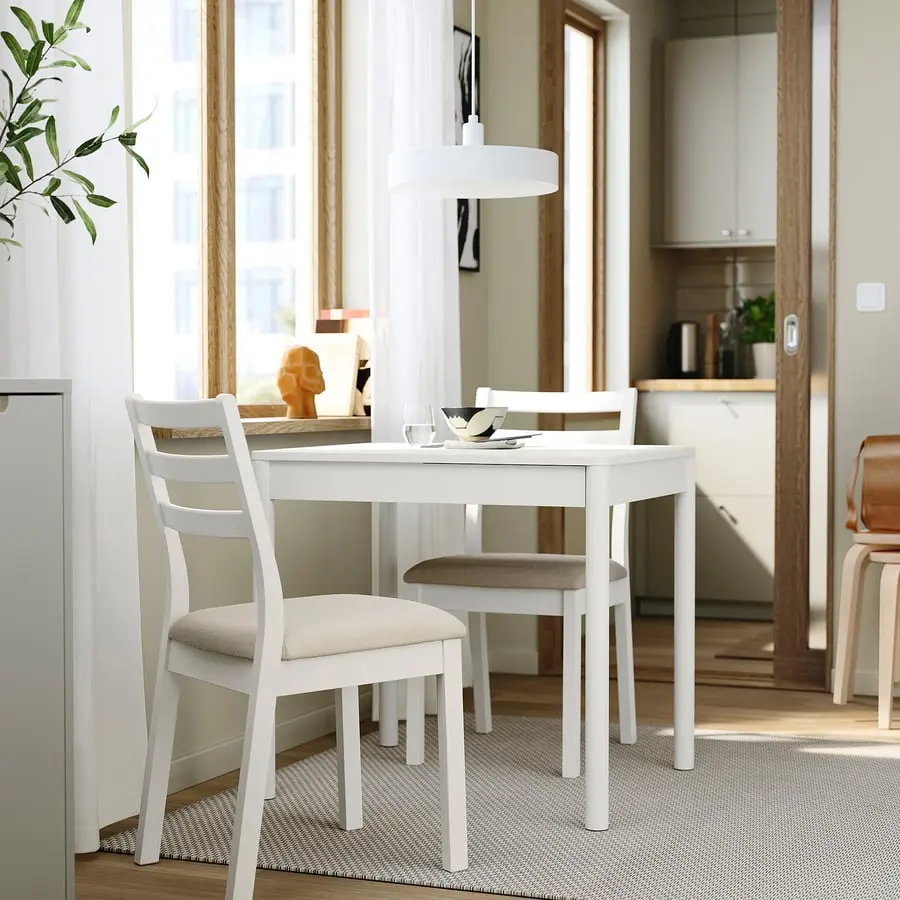 Set masa + 2 scaune Ikea Tonstad/Fridtuna 80/120x70 (Alb/Bej deschis)