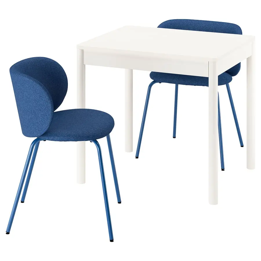 Комплект стол + 2 стула Ikea Tonstad/Krylbo/Tonerud 80/120x70 (Белый/Синий) - 2