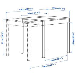 Комплект стол + 2 стула Ikea Tonstad/Krylbo/Tonerud 80/120x70 (Белый/Синий) Thumb