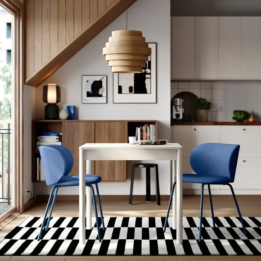 Комплект стол + 2 стула Ikea Tonstad/Krylbo/Tonerud 80/120x70 (Белый/Синий)