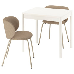 Комплект стол + 2 стула Ikea Tonstad/Krylbo/Tonerud 80/120x70 (Белый/Темно-бежевый) Thumb
