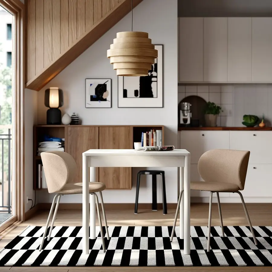 Комплект стол + 2 стула Ikea Tonstad/Krylbo/Tonerud 80/120x70 (Белый/Темно-бежевый)