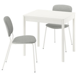 Комплект стол + 2 стула Ikea Tonstad/Vihals/Tibbleby 80/120x70 (Белый/Серо-бежевый) Thumb