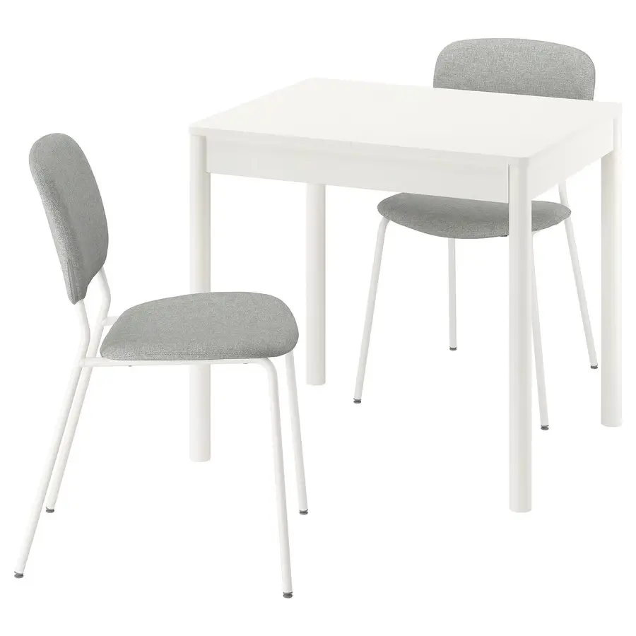 Комплект стол + 2 стула Ikea Tonstad/Vihals/Tibbleby 80/120x70 (Белый/Серо-бежевый) - 2