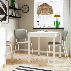 Set masa + 2 scaune Ikea Tonstad/Vihals/Tibbleby 80/120x70 (Alb/Bej-gri)